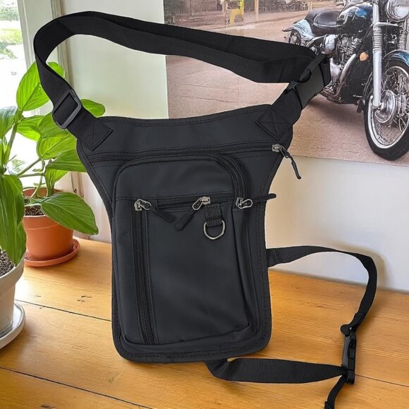 Black Tactical Leg Holster Bag | Drop Leg Utility Thigh Pouch - Picture 1 of 11